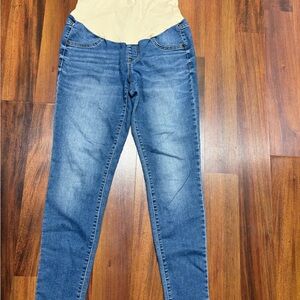 Stretch Maternity Jeggings in Medium Blue with Belly Panel